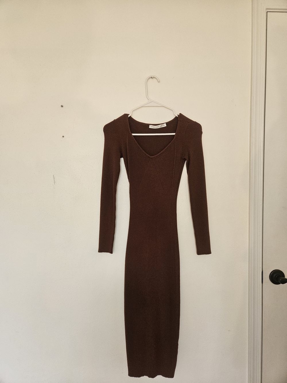 Altar'd State Brown Long Sleeve Midi Knit Dress